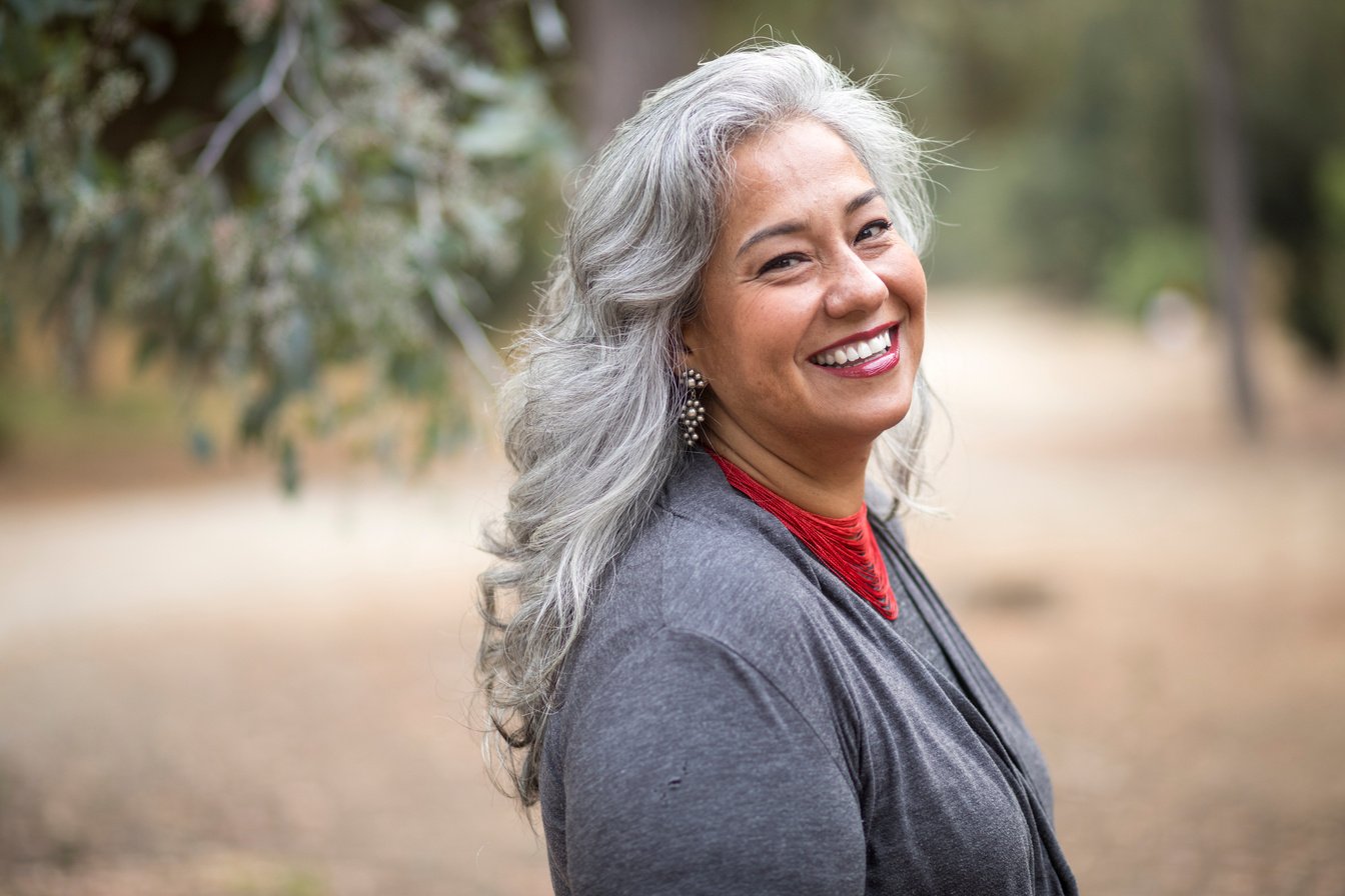 Beautiful Mexican Woman with White Hair